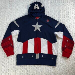 Marvel Captain America Hoodie Size L Hot Topic Full Zip Mask Hood